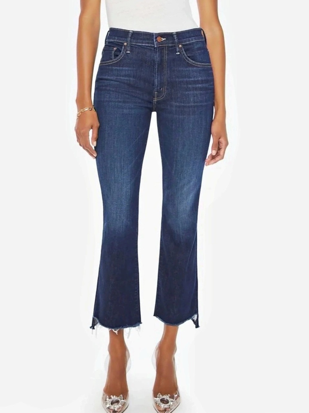 Mother The Insider Ankle Fray Ankle Fray Jeans in Blue Waist 24(B3)